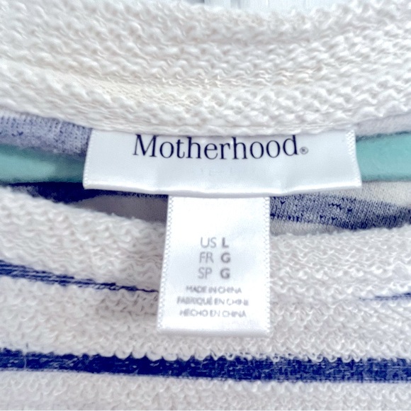MOTHERHOOD MATERNITY LONG-SLEEVE SHIRT | TOP | WHITE AND BLUE STRIPES | SZ LARGE - Picture 4 of 7